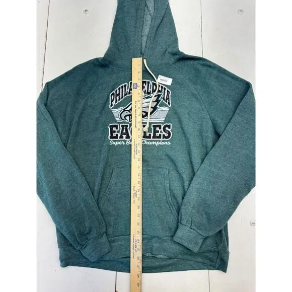 Majestic Green Philadelphia Eagles Tri Pocket Pullover Hoodie Womens Size Large Hats